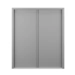 Grey double fire exit door without a panic bar